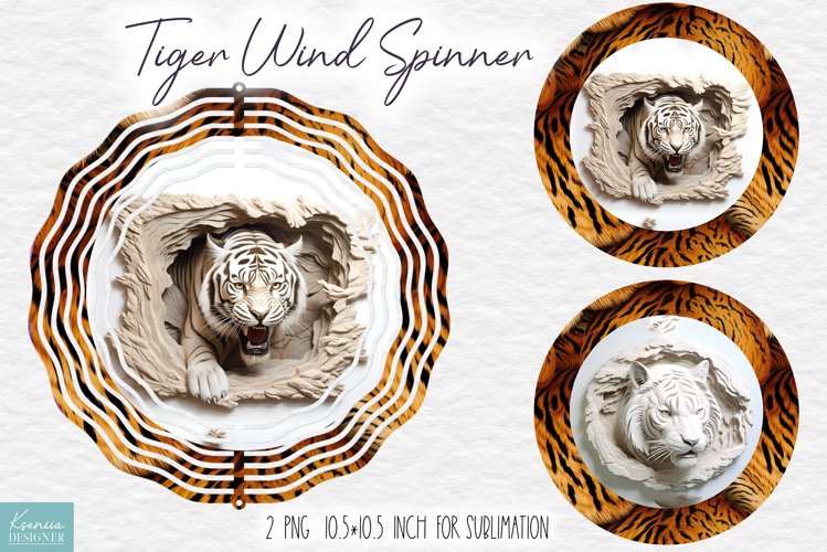 Roaring Tiger Round Shape|Carved Tiger Wind Spinner
