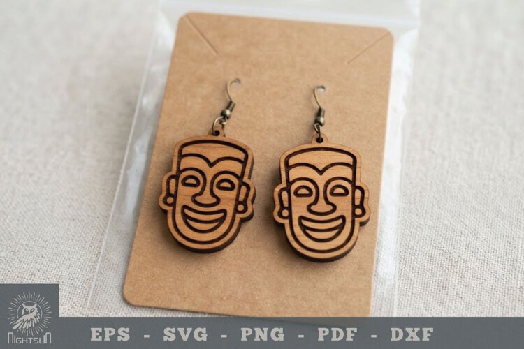 Tiki Mask Lasercut Earrings 1 example image 1