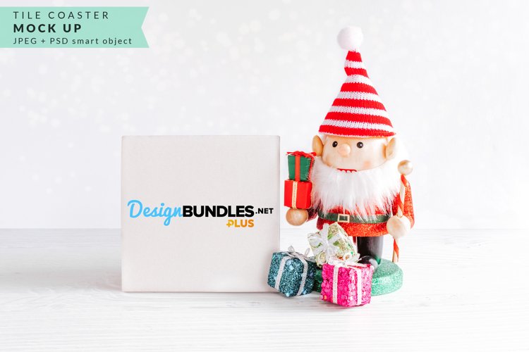 Tile Coaster Mock up for Christmas example image 1