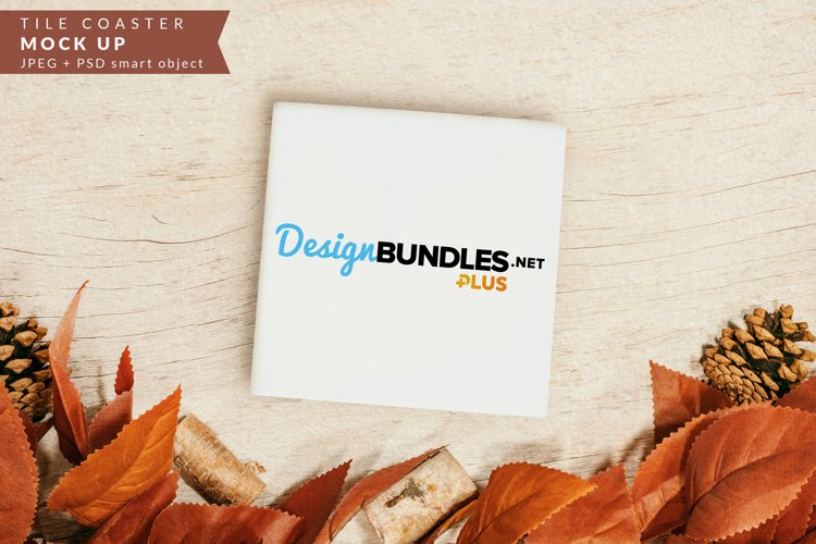 Tile Coaster Mock up for Fall, Autumn
