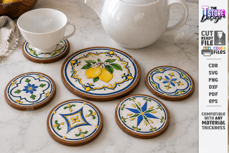 Tile Pattern Coaster Laser Cut | Kitchen Decor | Home Decor