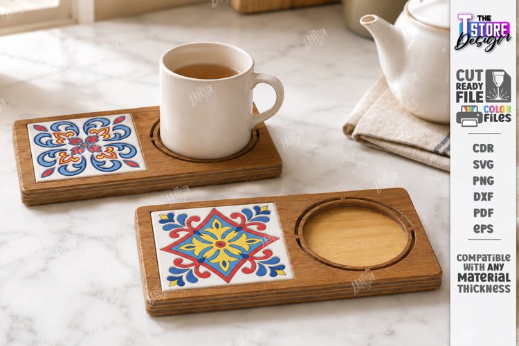 Tile Pattern Coaster Laser Cut | Kitchen Decor | Home Decor