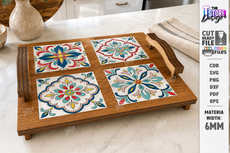 Tile Pattern Coaster Laser Cut | Kitchen Decor | Home Decor