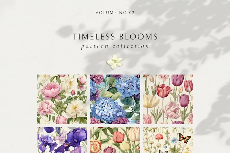 Vintage Botanicals Floral Patterns Collection: Hand-Drawn