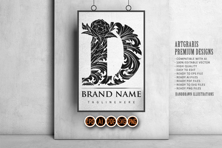 Timeless charm beauty D letter logo monochrome example image 1