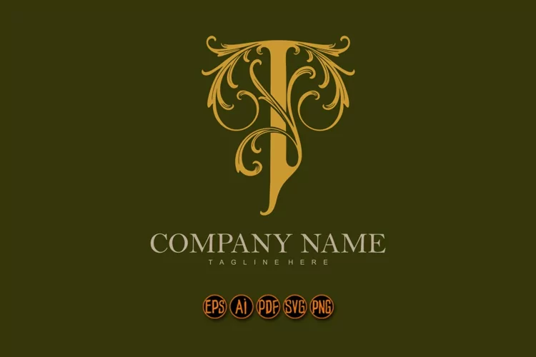 Timeless elegance vintage gold T monogram letter logo