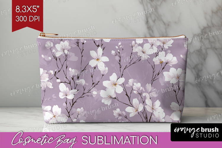 Tiny Flowers Cosmetic Bag - Floral Makeup Bag PNG