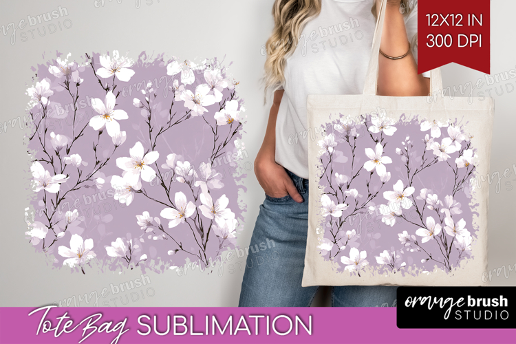 Tiny Flowers Tote Bag - Floral Tote Bag PNG Sublimation