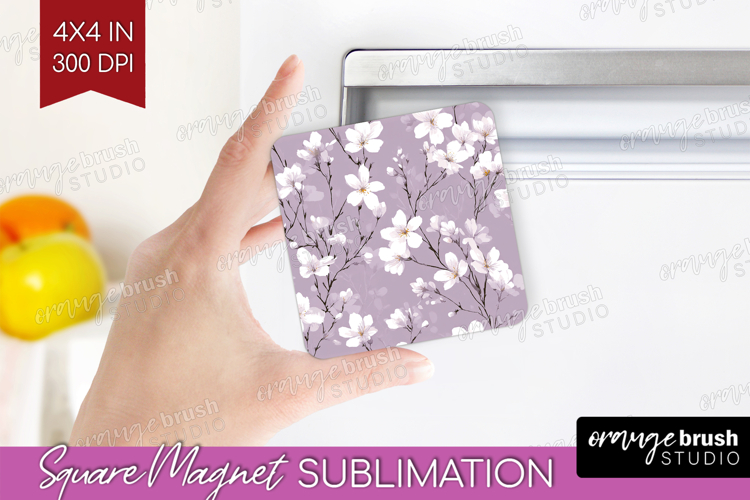 Tiny Flowers Magnet Sublimation - Floral Square Magnet PNG