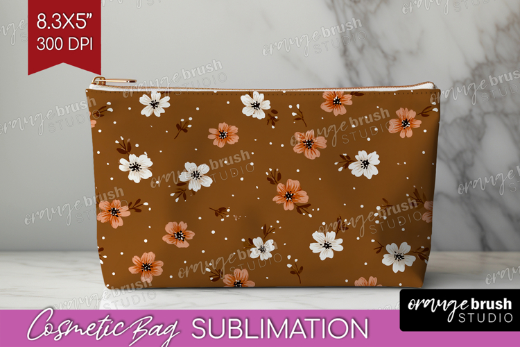 Tiny Flowers Cosmetic Bag - Floral Makeup Bag PNG