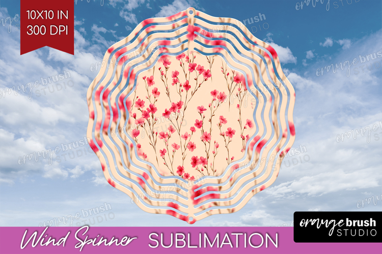 Tiny Flowers Wind Spinner Sublimation PNG - Floral Round