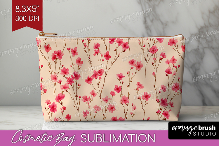 Tiny Flowers Cosmetic Bag - Floral Makeup Bag PNG