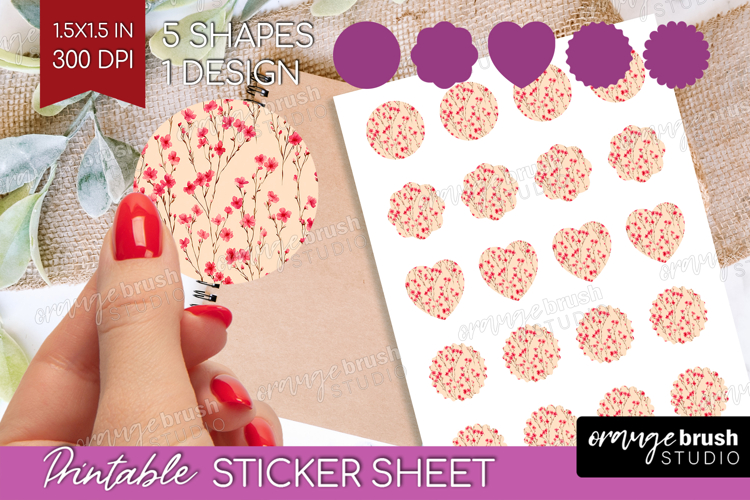 Tiny Flowers Round Sticker - Floral Printable Sticker Sheet