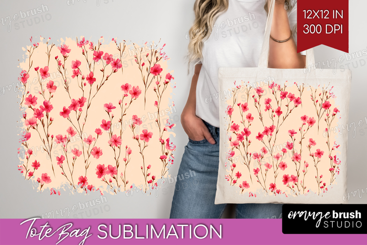 Tiny Flowers Tote Bag - Floral Tote Bag PNG Sublimation