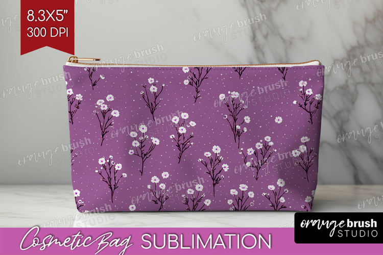 Tiny Flowers Cosmetic Bag - Floral Makeup Bag PNG