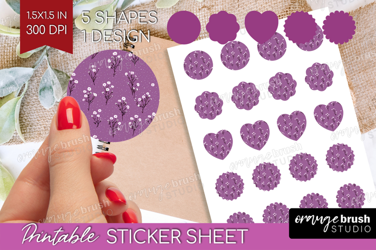 Tiny Flowers Round Sticker - Floral Printable Sticker Sheet