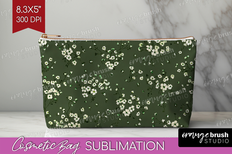 Tiny Flowers Cosmetic Bag - Floral Makeup Bag PNG