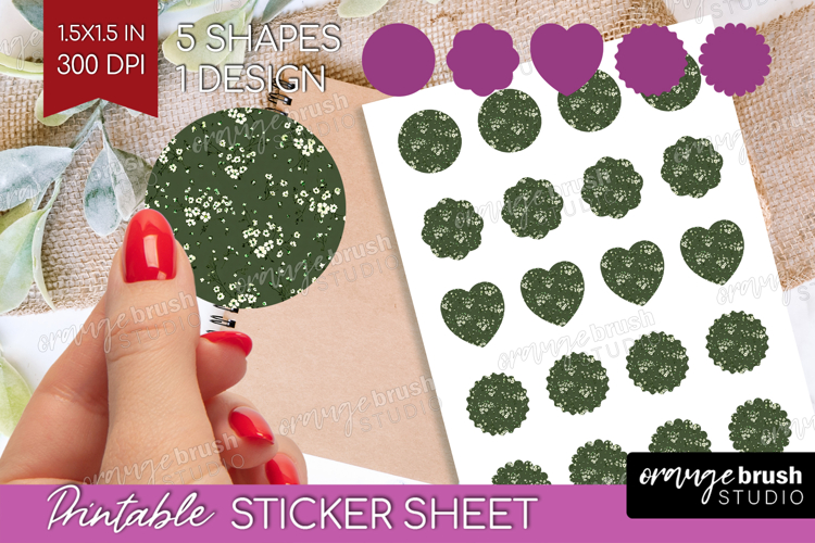 Tiny Flowers Round Sticker - Floral Printable Sticker Sheet