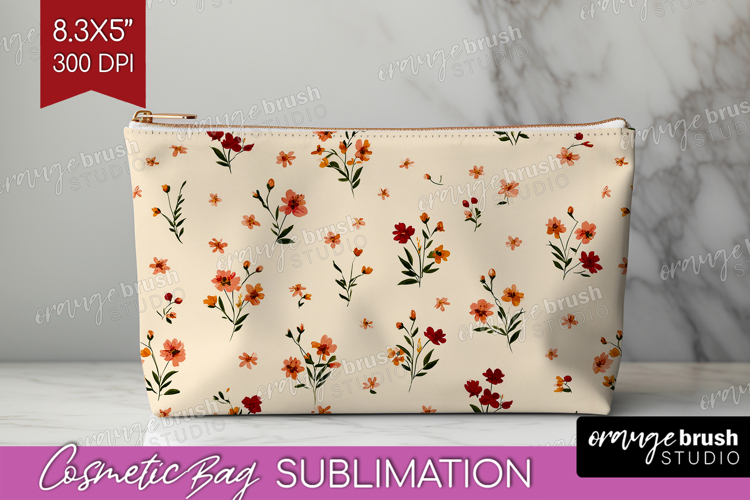 Tiny Flowers Cosmetic Bag - Floral Makeup Bag PNG