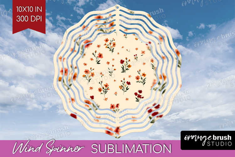 Tiny Flowers Wind Spinner Sublimation PNG - Floral Round
