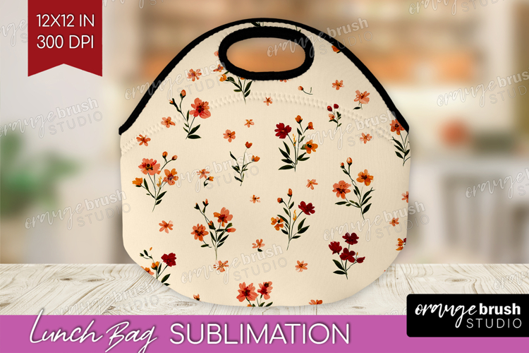 Tiny Flowers Lunch Bag - Floral Lunch Bug PNG Sublimation