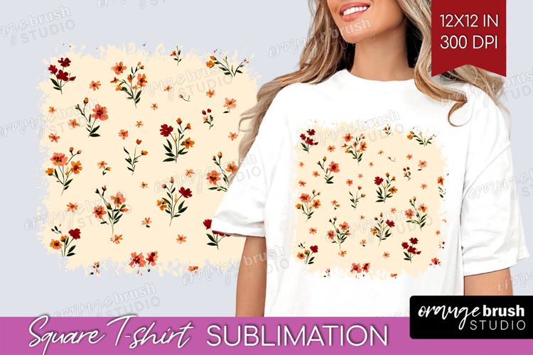 Tiny Flowers Square Tshirt Background - Floral PNG