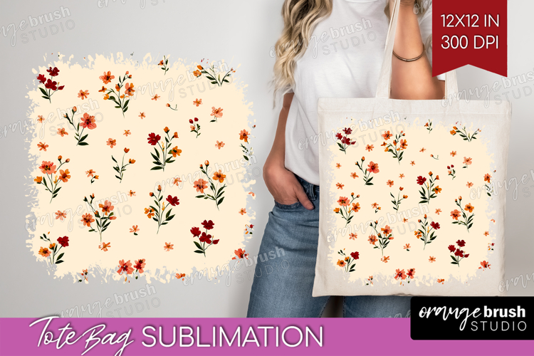 Tiny Flowers Tote Bag - Floral Tote Bag PNG Sublimation