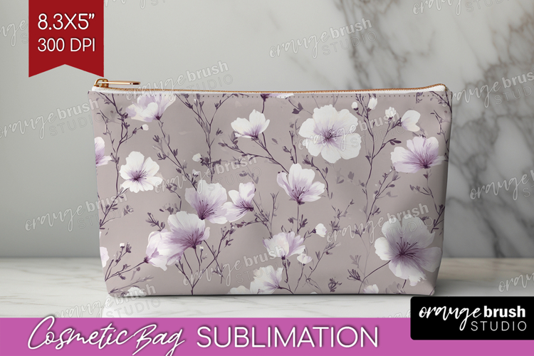 Tiny Flowers Cosmetic Bag - Floral Makeup Bag PNG