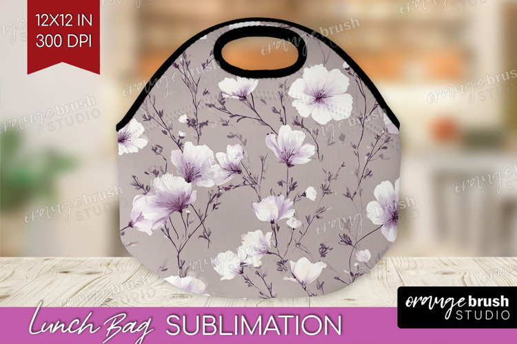 Tiny Flowers Lunch Bag - Floral Lunch Bug PNG Sublimation
