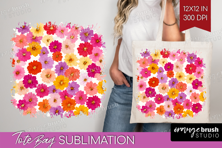 Tiny Flowers Tote Bag - Floral Tote Bag PNG Sublimation