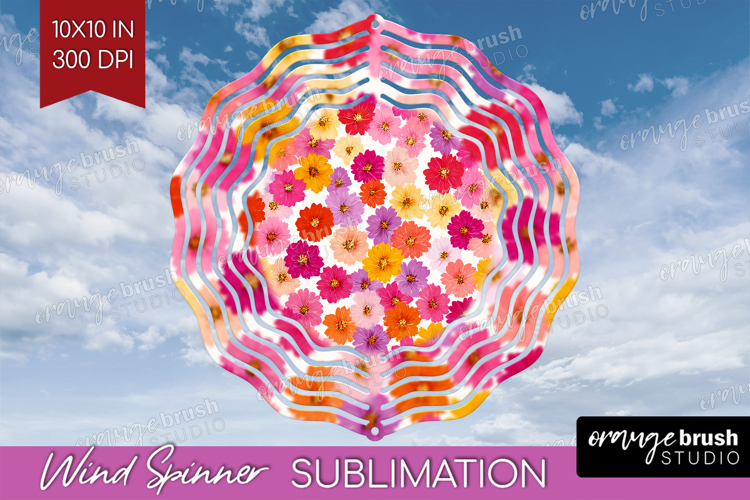 Tiny Flowers Wind Spinner Sublimation PNG - Floral Round