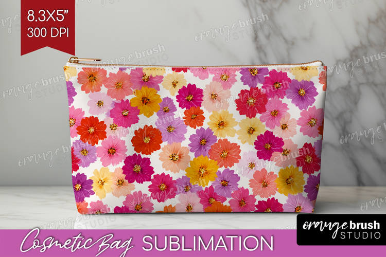 Tiny Flowers Cosmetic Bag - Floral Makeup Bag PNG