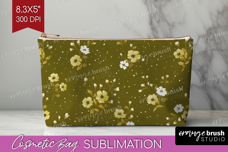 Tiny Flowers Cosmetic Bag - Floral Makeup Bag PNG