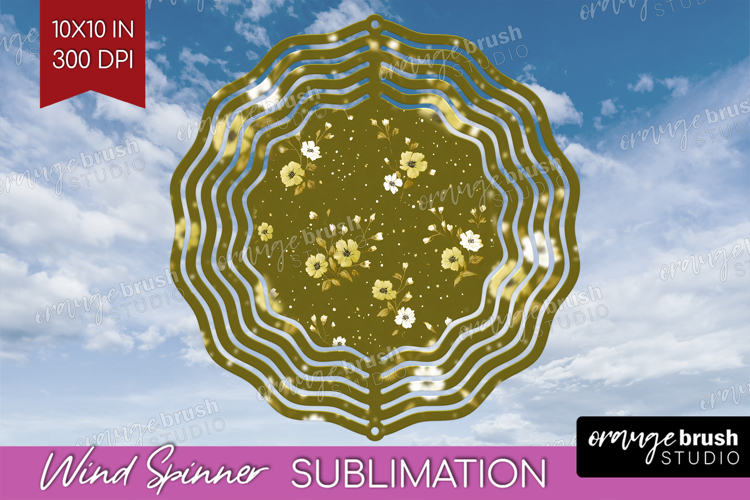 Tiny Flowers Wind Spinner Sublimation PNG - Floral Round