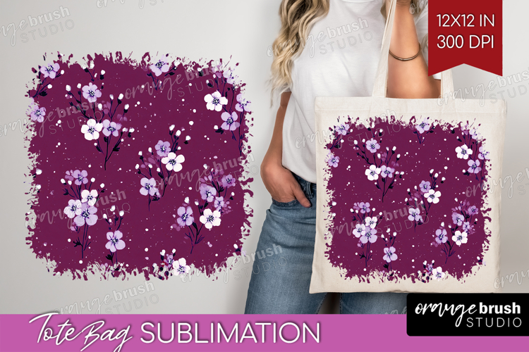 Tiny Flowers Tote Bag - Floral Tote Bag PNG Sublimation