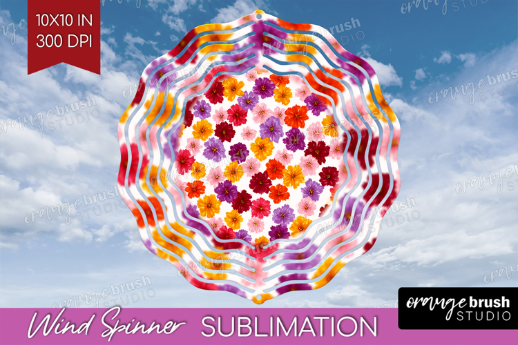 Tiny Flowers Wind Spinner Sublimation PNG - Floral Round