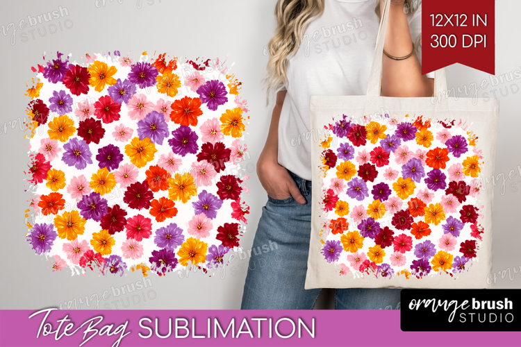 Tiny Flowers Tote Bag - Floral Tote Bag PNG Sublimation