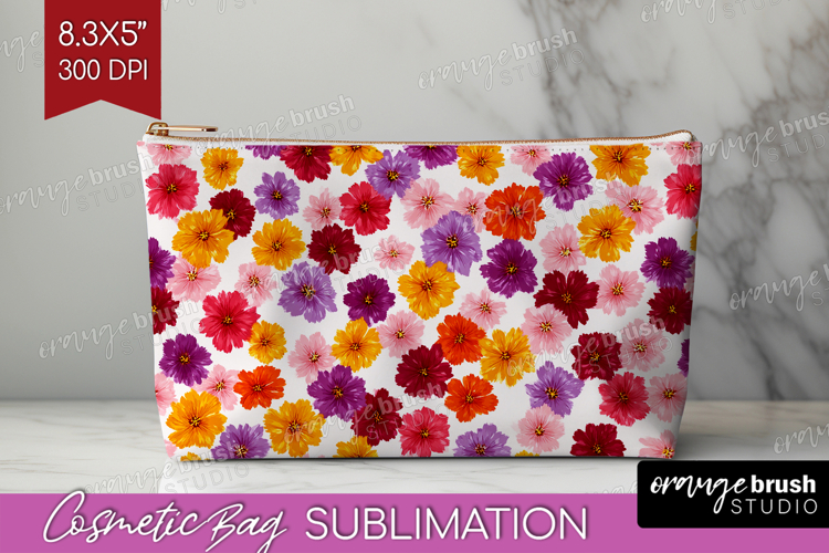 Tiny Flowers Cosmetic Bag - Floral Makeup Bag PNG