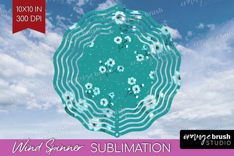 Tiny Flowers Wind Spinner Sublimation PNG - Floral Round