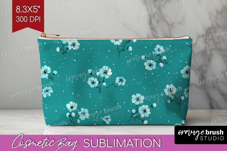 Tiny Flowers Cosmetic Bag - Floral Makeup Bag PNG example image 1