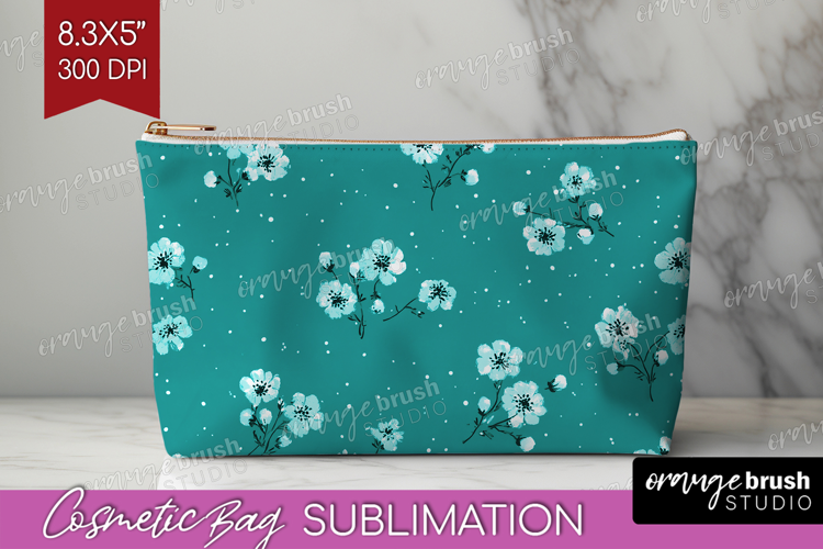 Tiny Flowers Cosmetic Bag - Floral Makeup Bag PNG