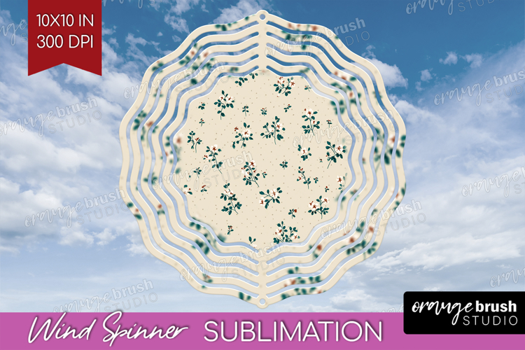 Tiny Flowers Wind Spinner Sublimation PNG - Floral Round
