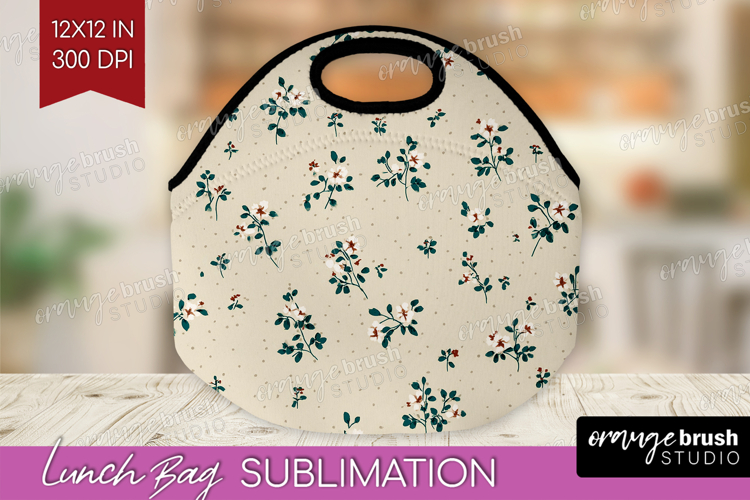 Tiny Flowers Lunch Bag - Floral Lunch Bug PNG Sublimation