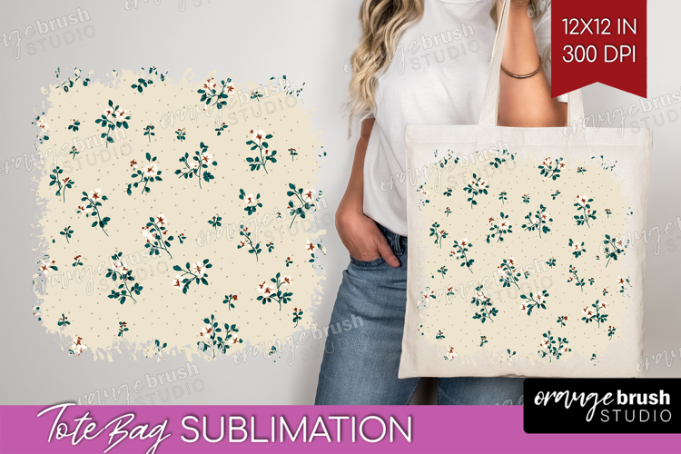 Tiny Flowers Tote Bag - Floral Tote Bag PNG Sublimation