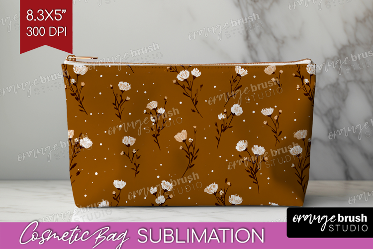 Tiny Flowers Cosmetic Bag - Floral Makeup Bag PNG