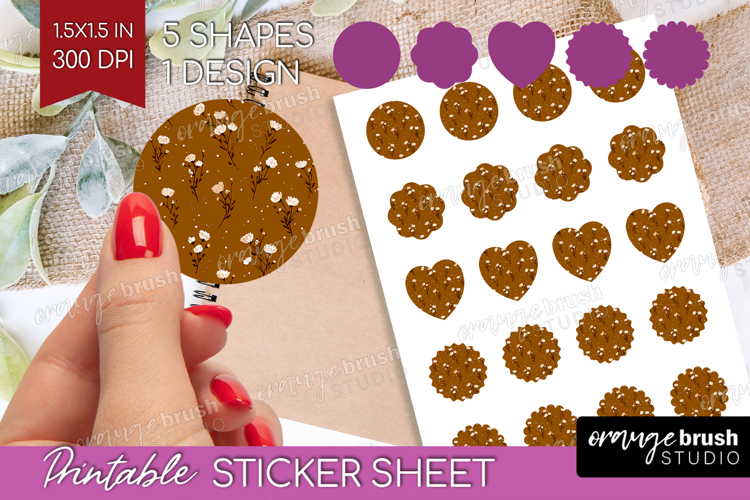 Tiny Flowers Round Sticker - Floral Printable Sticker Sheet