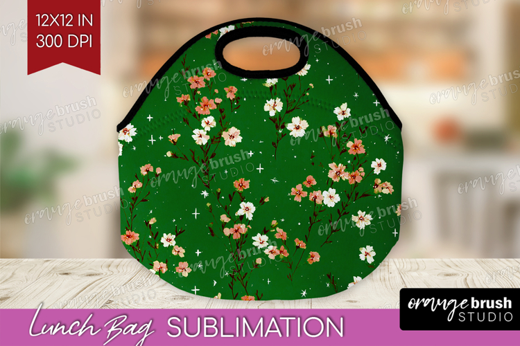 Tiny Flowers Lunch Bag - Floral Lunch Bug PNG Sublimation