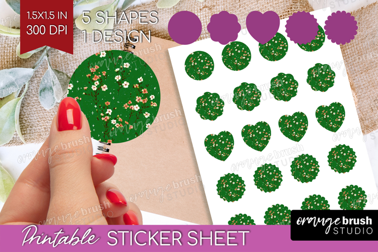 Tiny Flowers Round Sticker - Floral Printable Sticker Sheet