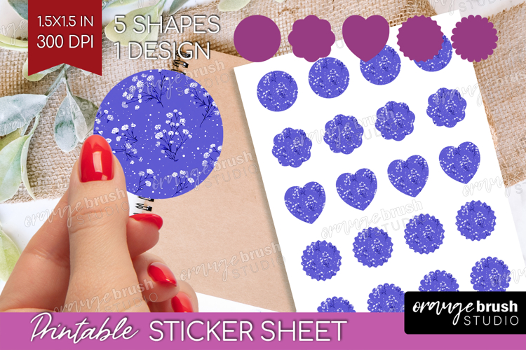 Tiny Flowers Round Sticker - Floral Printable Sticker Sheet