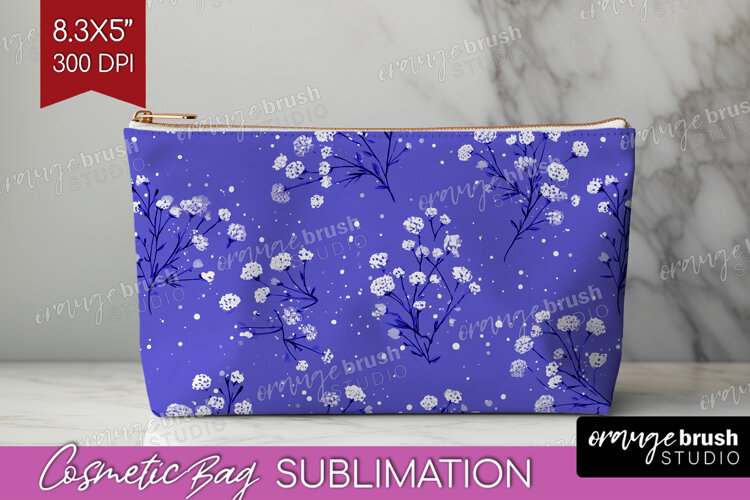 Tiny Flowers Cosmetic Bag - Floral Makeup Bag PNG example image 1